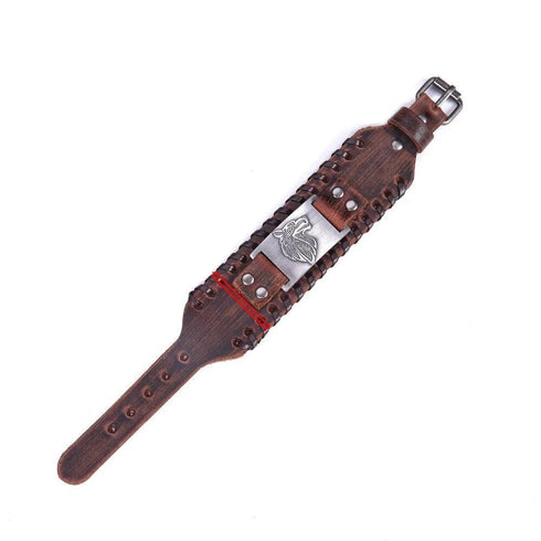 Bracelet Loup Cuir Marron
